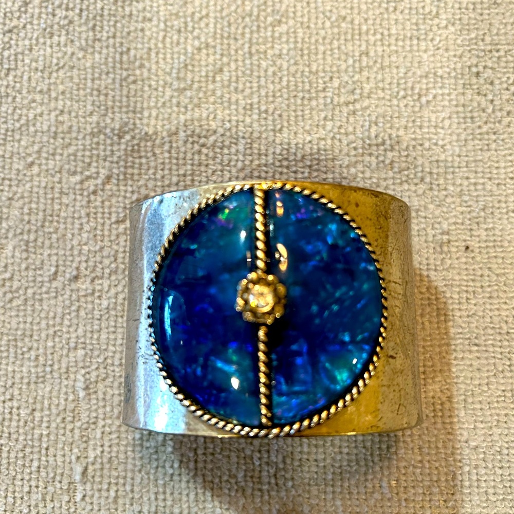 Silver/blue cuff bracelet